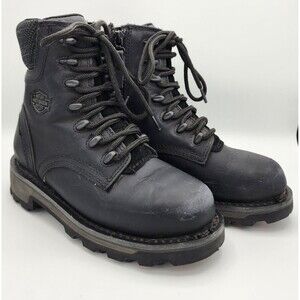 Harley-Davidson Women's Sz 5.5M Black Motorcycle Boots, D84757 Preowned